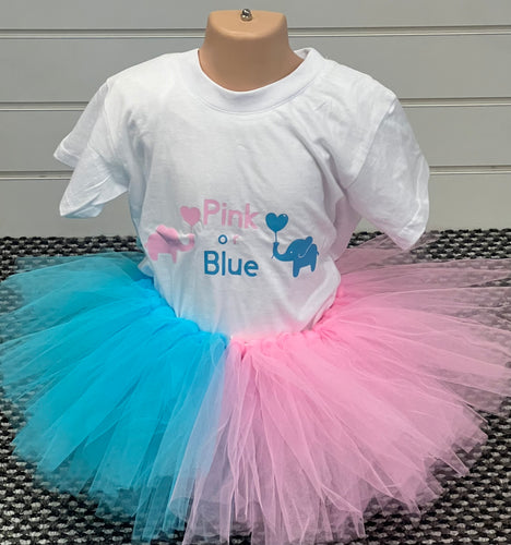 Gender reveal top and tutu set