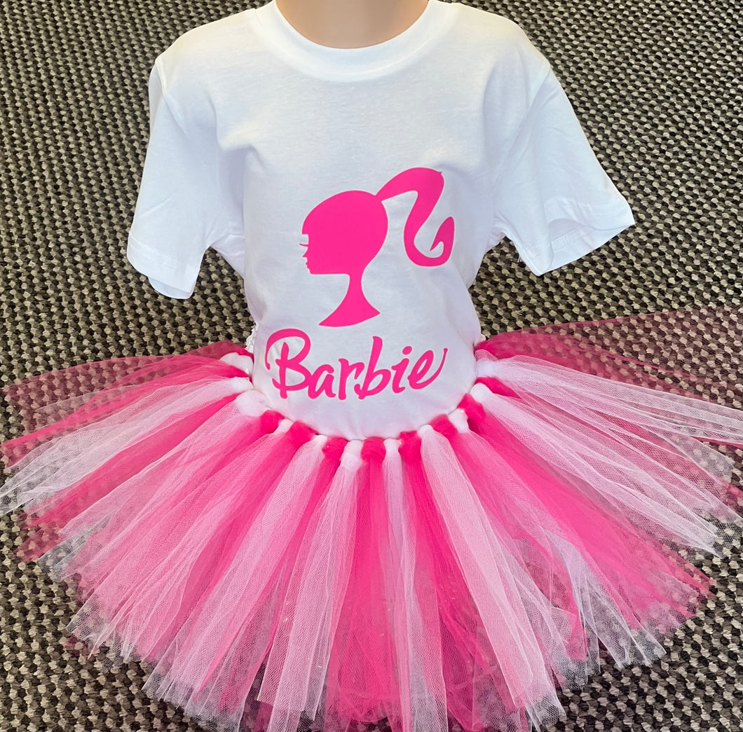 Handmade barbie t shirt and tutu set