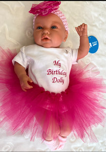 My birthday custom made Spanish 45cm doll and outfit hot pink