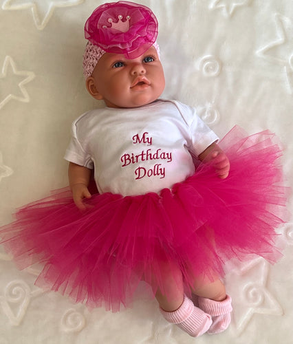 My birthday custom made Spanish 45cm doll and outfit hot pink