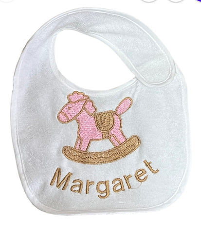 Personalised rocking horse bib more colours