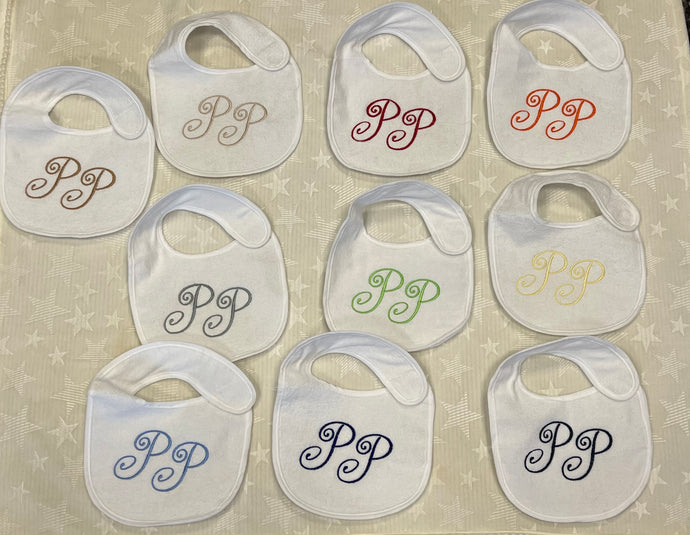 Fancy large initial bibs more colours