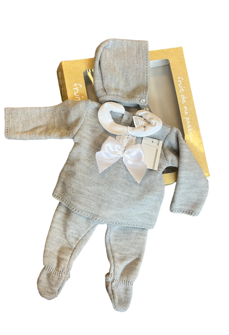 Newborn knit box set - Grey bow