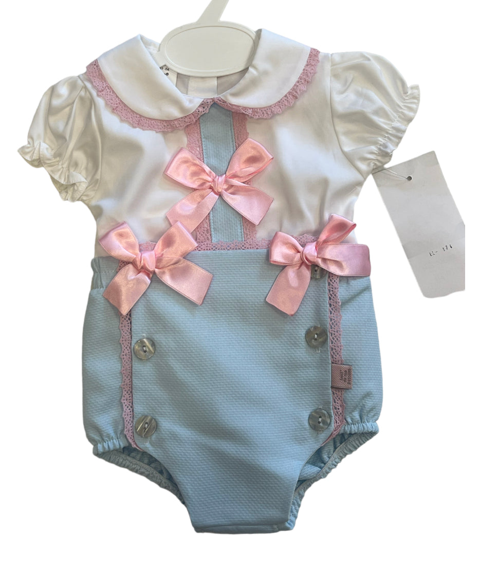 Blue pink bow jam pants set sale