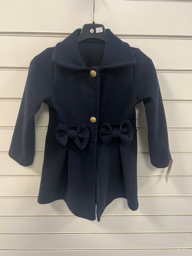 Traditional double now girls navy coat 4-14 years