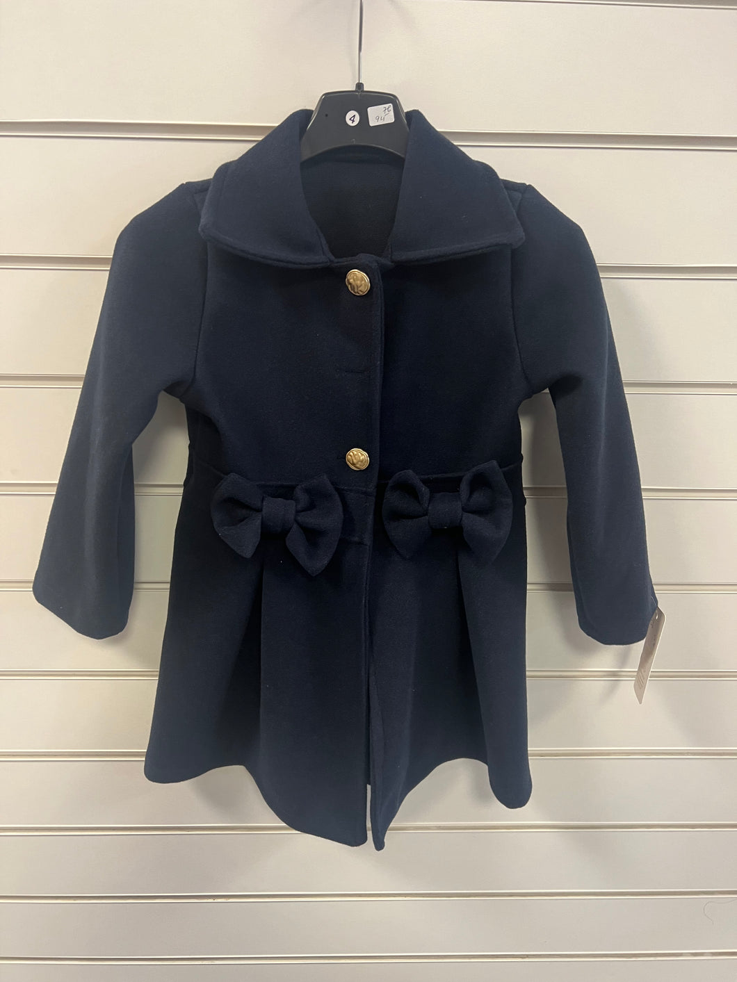 Traditional double now girls navy coat 4-14 years