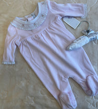 Load image into Gallery viewer, Velour smocked collar baby gro