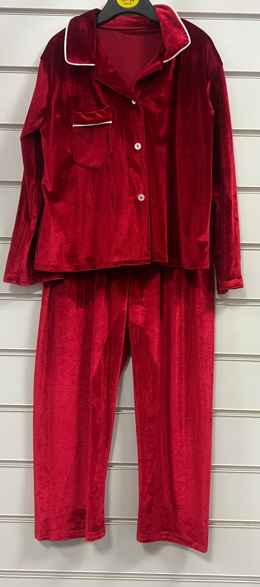 Girls / Boys velvet red pyjamas can be personalised