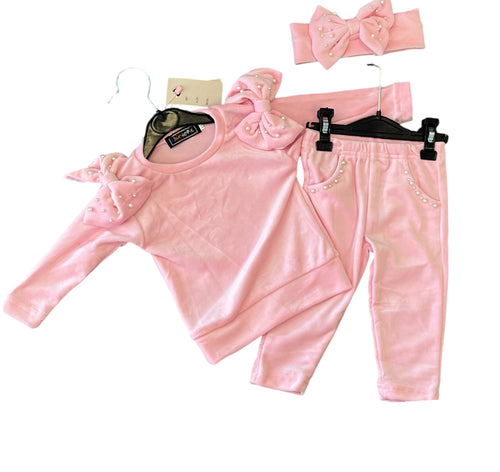 pink 3 piece lounge set 3 months - 12 years