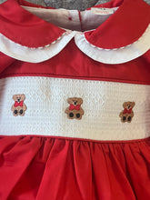 Load image into Gallery viewer, Red teddy smocked dress set newborn - 6 years