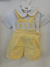 Load image into Gallery viewer, Lemon bunny smocked dungarees 0-4 years
