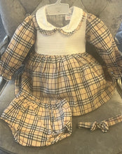 Load image into Gallery viewer, Beige chequered dress set 0-6 years