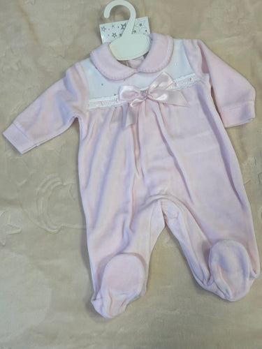 Velour diamonte baby gro