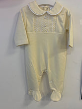 Load image into Gallery viewer, Lemon cotton smocked baby gro