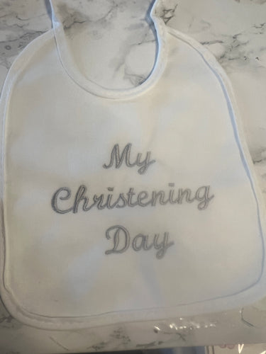 My christening day bibs can be personalised
