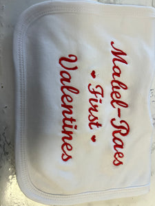 Personalised first valentines bib