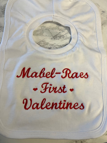 Personalised first valentines bib