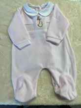 Load image into Gallery viewer, rabbit velour smocked baby gro