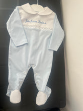 Load image into Gallery viewer, Spanish cotton baby gro lemon can be personalised