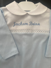 Load image into Gallery viewer, Spanish cotton baby gro lemon can be personalised