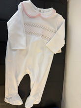 Load image into Gallery viewer, 100% cotton smocked baby gro can be personalised