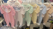 Load image into Gallery viewer, Spanish 100% cotton baby gros can be personalised more colours