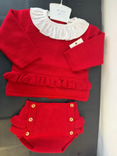 Load image into Gallery viewer, Red 2 piece frill knit set