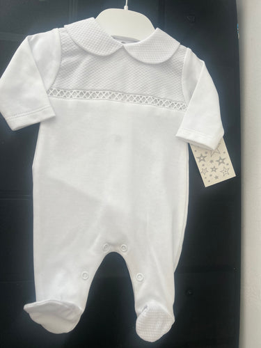 White cotton baby gro