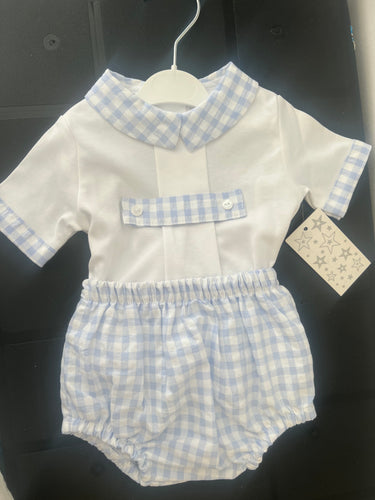 Blue chequered 2 piece jam pants set