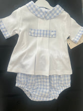 Load image into Gallery viewer, Blue chequered 2 piece jam pants set