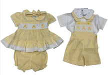 Load image into Gallery viewer, Striped smocked dress bloomer and headband