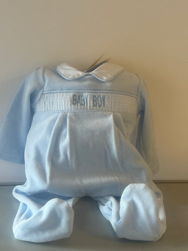 Baby boy smocked baby gro