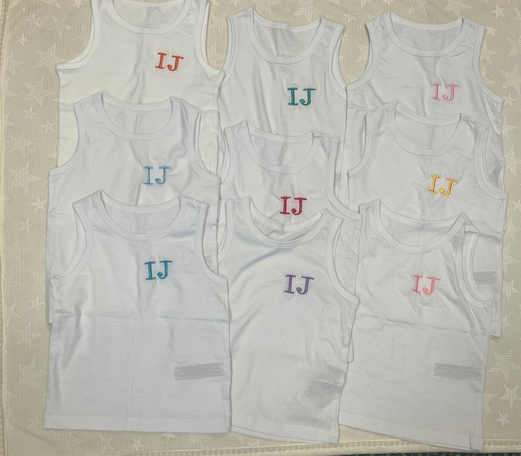 Personalised initial vests 1-10 years