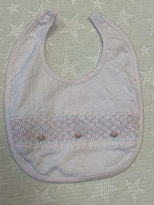 Smocked baby gro and matching bib