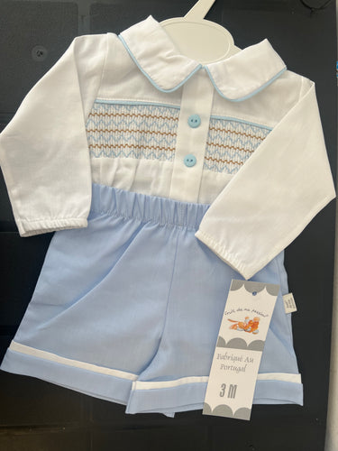 Smocked short set blue