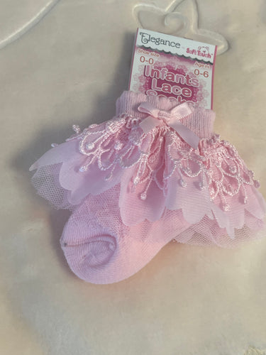 Frilly socks pink