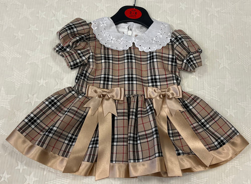 Beige chequered dress