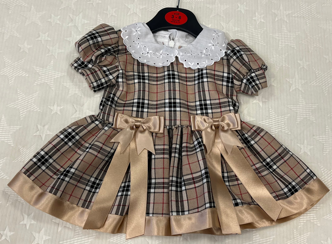 Beige chequered dress