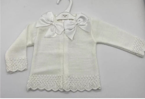 White bow cardigan