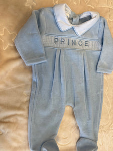 Prince personalise velour baby gro