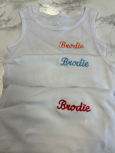 Personalised name vests 1-10 years