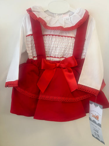 Smocked 2 piece set red
