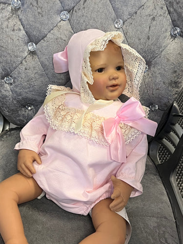 Pink romper with bonnet 3-36 months