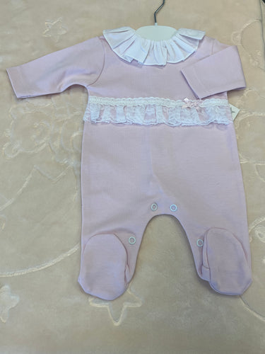 Pink cotton baby gro