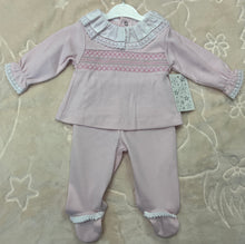 Load image into Gallery viewer, 2 piece smocked set pink can be personalised