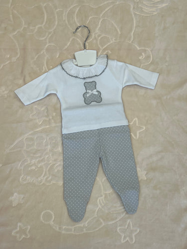 2 piece Teddy set grey can be personalised