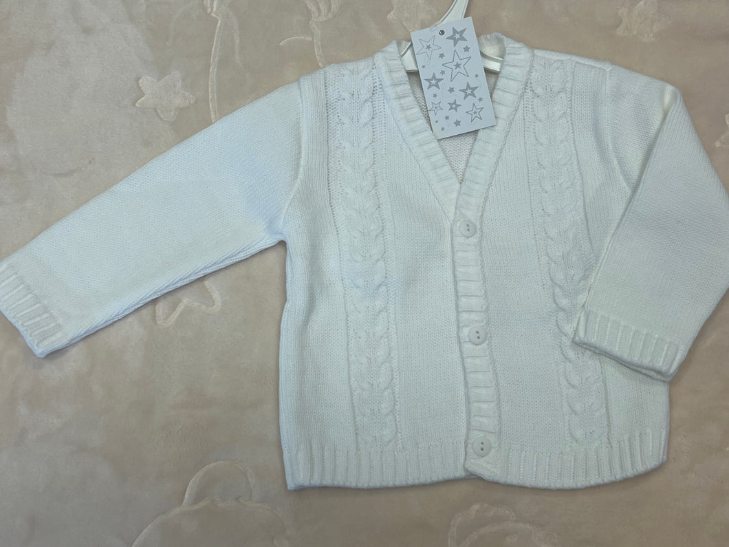 Cable knit cardigan white