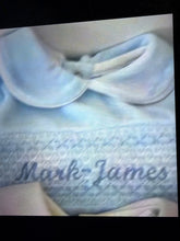 Load image into Gallery viewer, Velour smocked baby gro can be personalised more colours