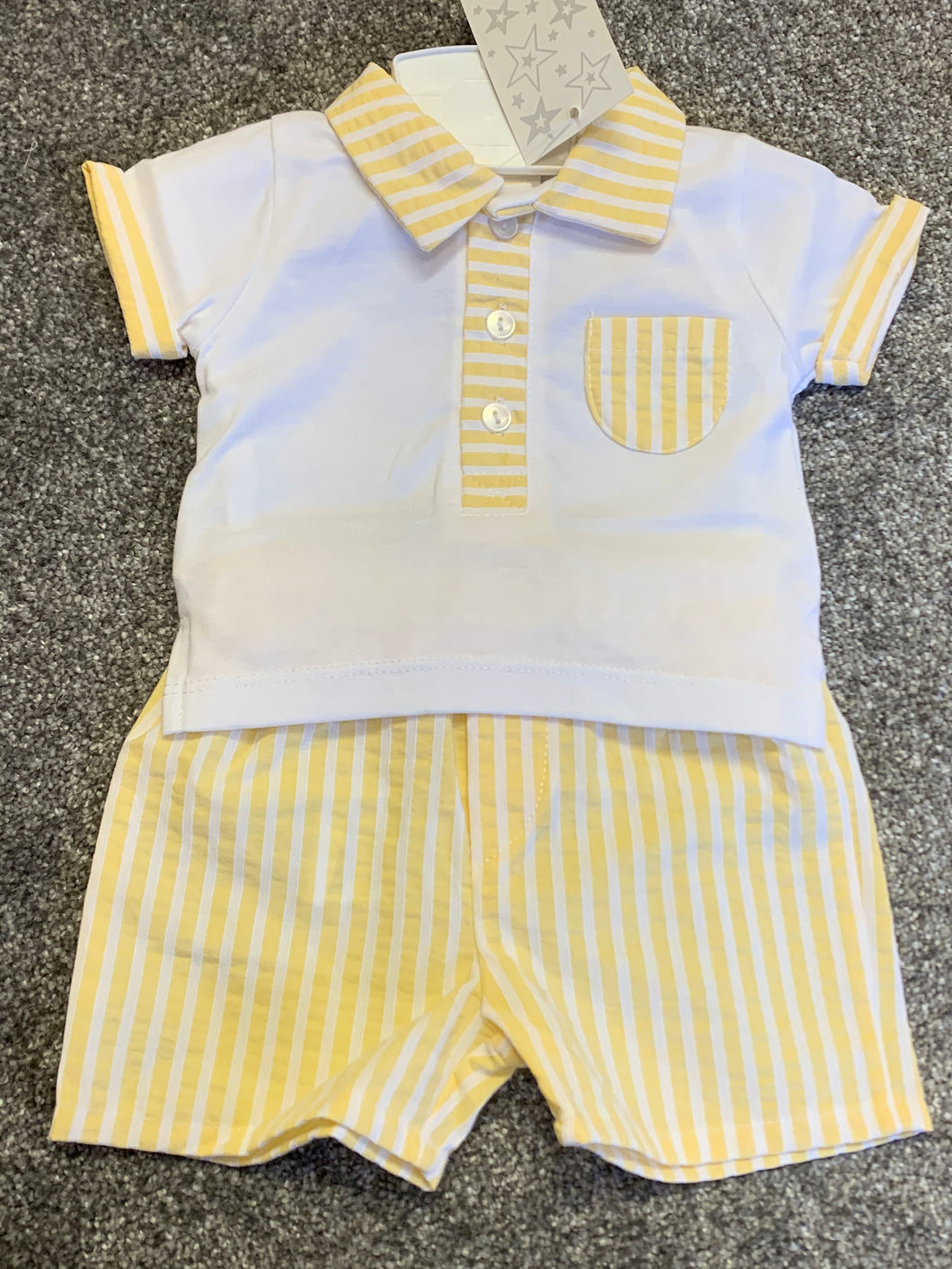 Spanish stripe short set - Lemon 3 months only sale