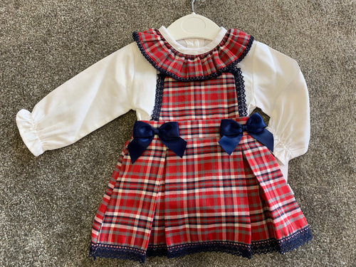 Tarten dress with navy bows 12 months only